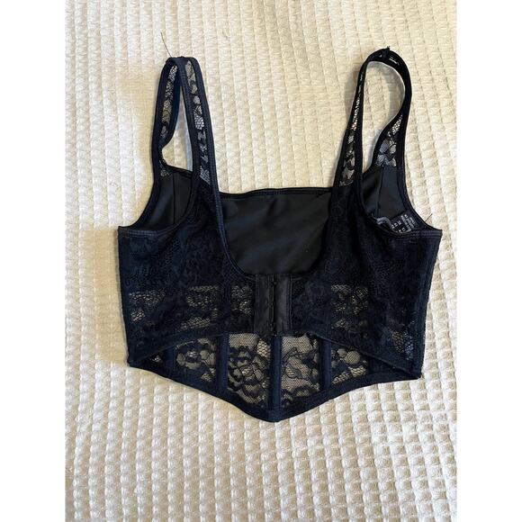 Charlotte Russe Y2K Floral Black Lace Square Neck Whimsy Goth Corset Top XS - Picture 8 of 9